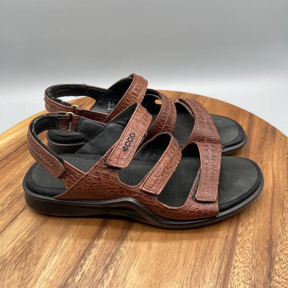 Ecco Flutter Sandals Womens Size 9 / 40 Brown Leather Strappy Comfort Casual - Picture 1 of 8